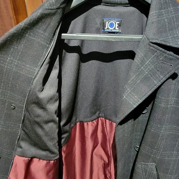 Joseph Abboud JOE Black Gray Plaid Wool Blend Peacoat Jacket Men’s XXL - Picture 3 of 4
